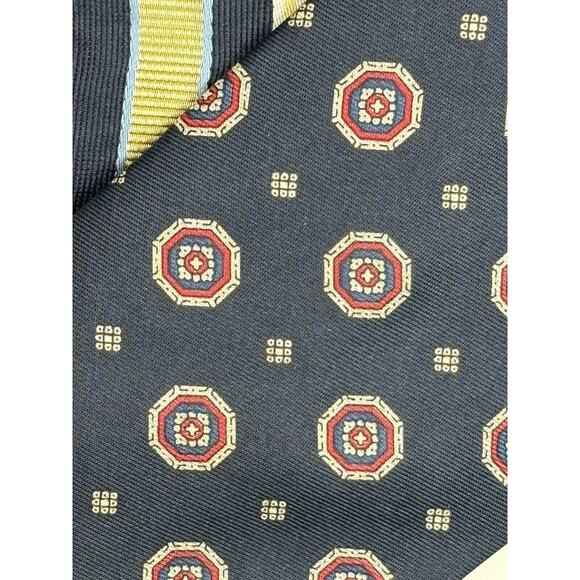 Silk & Polyester Neck Ties (LOT OF 3) Navy Blue Gold Men Tie Roundtree Gant - Picture 4 of 6